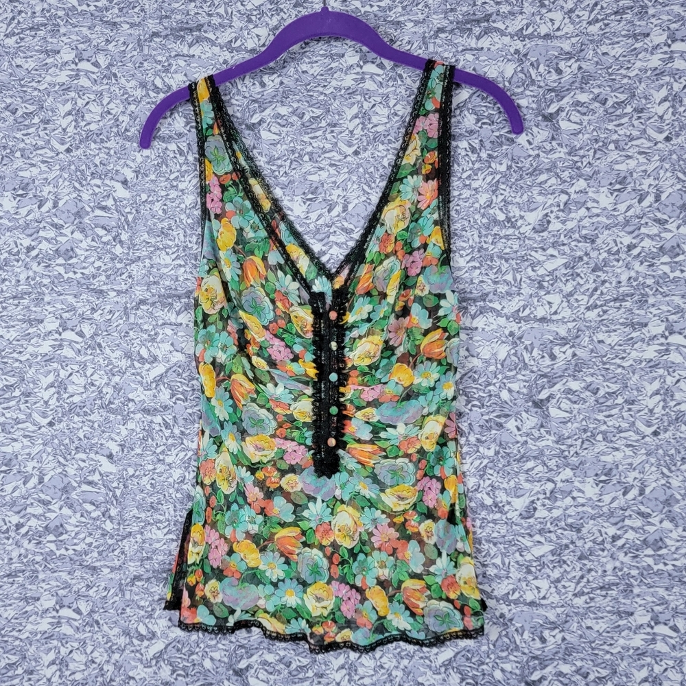 Sheer Multicolored Tank Top Blouse